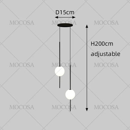 Suspension LED moderne pour escalier, lustre haute hauteur design métal