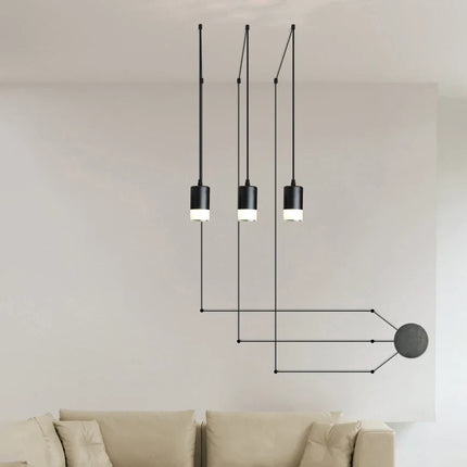 Suspension LED noire design nordique en forme d'araignée, luminaire métal pour salon