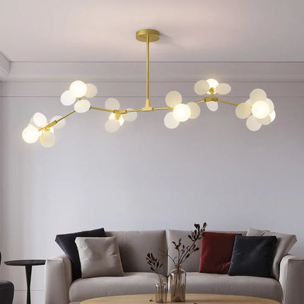 Suspension LED design moderne en fer, branches colorées, lumière chaude pour salon et chambre