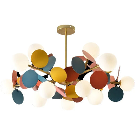 Suspension LED design moderne en fer, branches colorées, lumière chaude pour salon et chambre