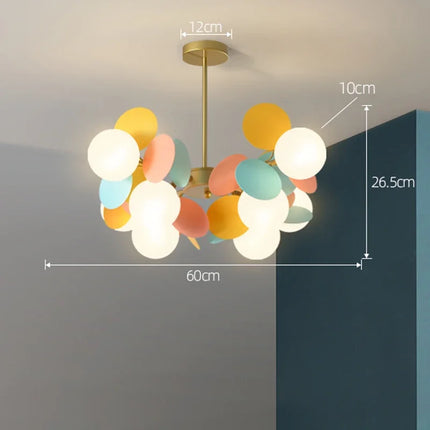 Suspension LED design moderne en fer, branches colorées, lumière chaude pour salon et chambre