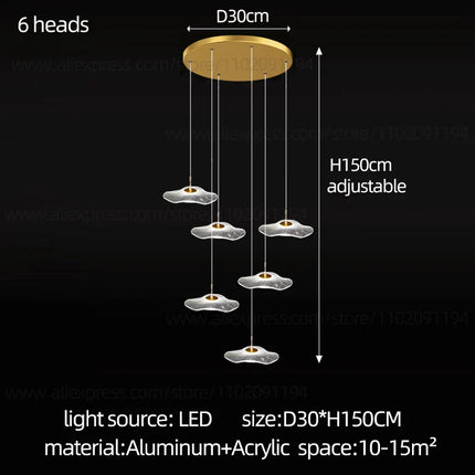 Suspension LED moderne en métal chromé, luminaire décoratif dimmable pour intérieur