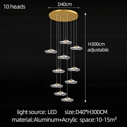 Suspension LED moderne en métal chromé, luminaire décoratif dimmable pour intérieur