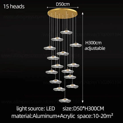Suspension LED moderne en métal chromé, luminaire décoratif dimmable pour intérieur