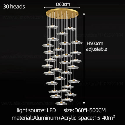 Suspension LED moderne en métal chromé, luminaire décoratif dimmable pour intérieur