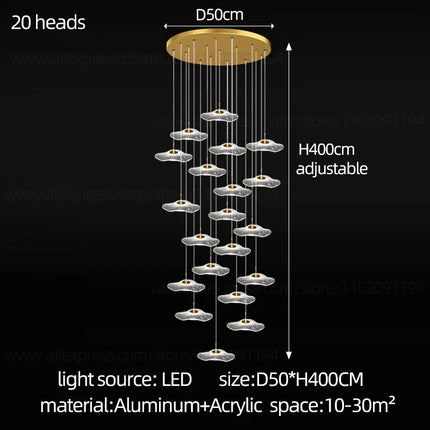 Suspension LED moderne en métal chromé, luminaire décoratif dimmable pour intérieur