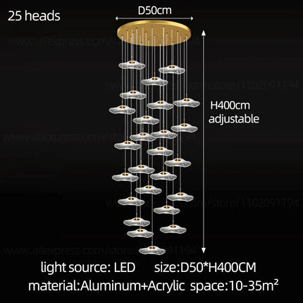 Suspension LED moderne en métal chromé, luminaire décoratif dimmable pour intérieur