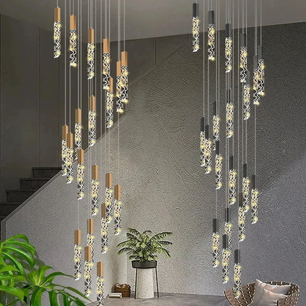 Suspension LED moderne spirale en cristal pour salon et duplex