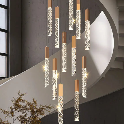 Suspension LED moderne spirale en cristal pour salon et duplex