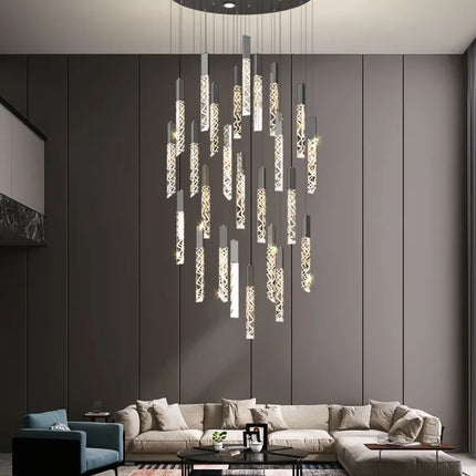 Suspension LED moderne spirale en cristal pour salon et duplex