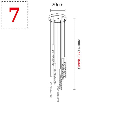 Suspension LED moderne spirale en cristal pour salon et duplex