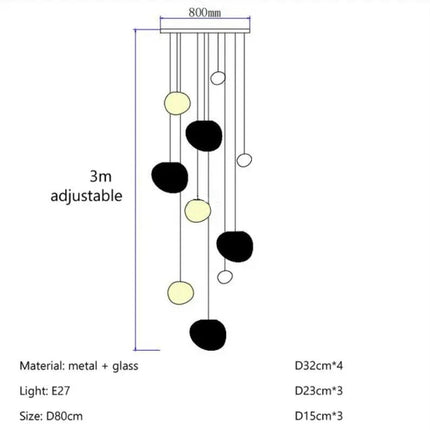 Suspension LED en verre blanc Gregg, design moderne pour villa et escalier