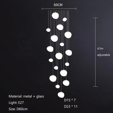 Suspension LED en verre blanc Gregg, design moderne pour villa et escalier