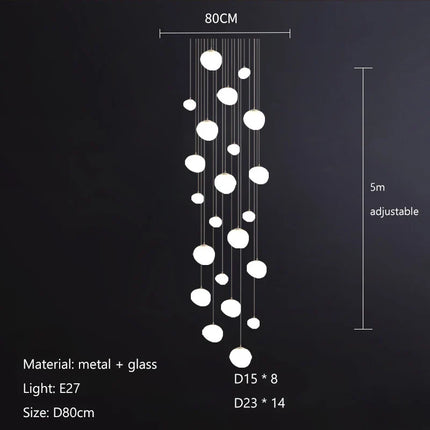 Suspension LED en verre blanc Gregg, design moderne pour villa et escalier