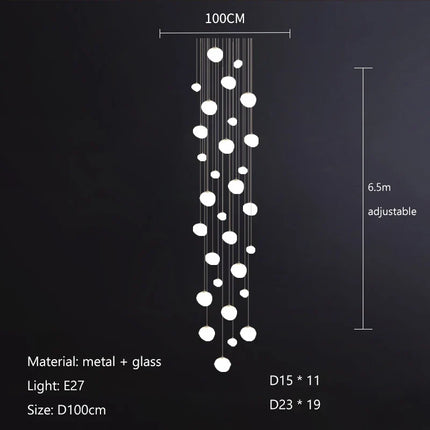 Suspension LED en verre blanc Gregg, design moderne pour villa et escalier