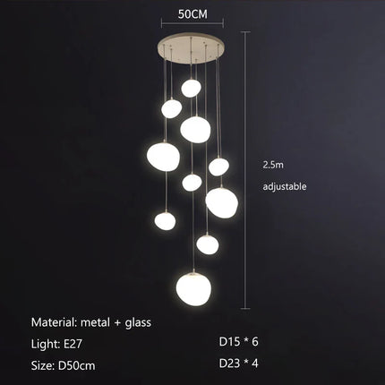 Suspension LED en verre blanc Gregg, design moderne pour villa et escalier