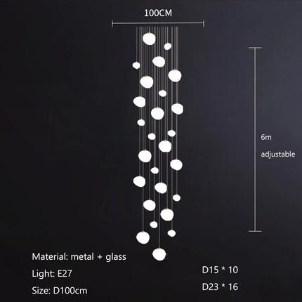 Suspension LED en verre blanc Gregg, design moderne pour villa et escalier