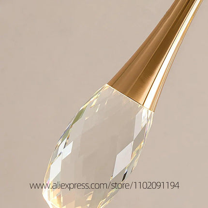 Suspension LED Moderne en Aluminium et Cristal, Lumière Chaude Dimable pour Salon et Escalier