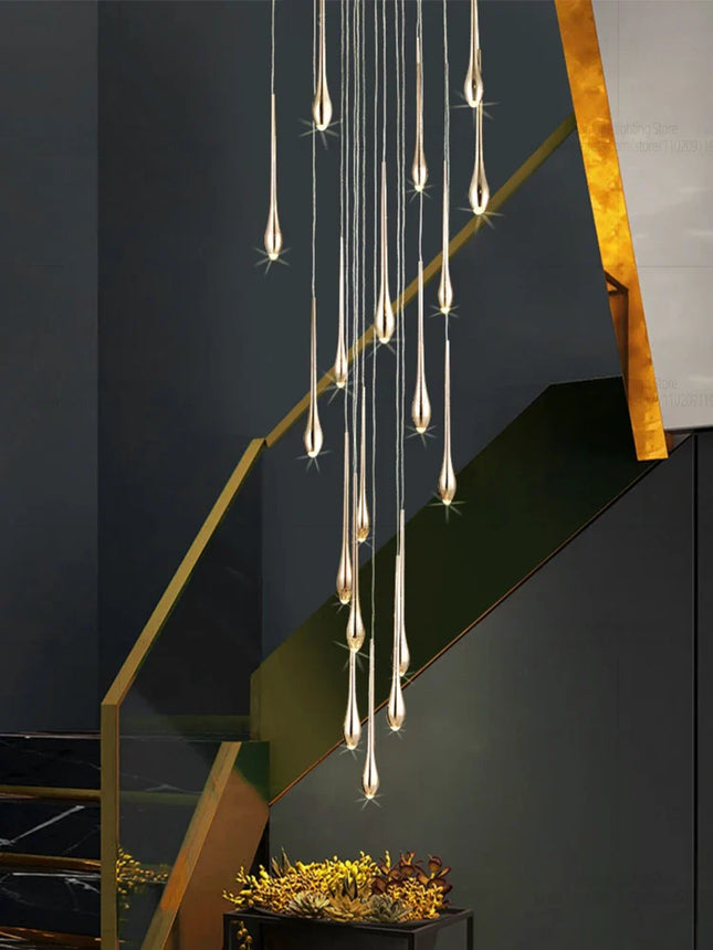 Suspension LED minimaliste en aluminium pour salon moderne avec lumière chaude