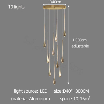Suspension LED minimaliste en aluminium pour salon moderne avec lumière chaude