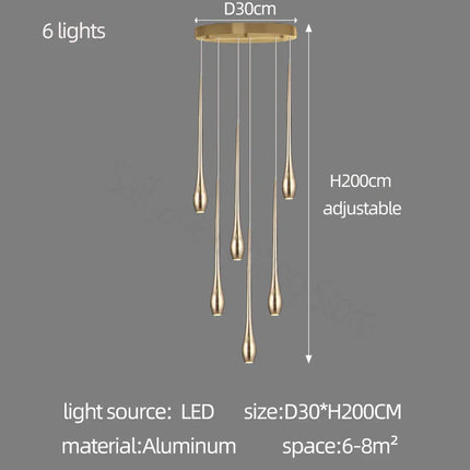 Suspension LED minimaliste en aluminium pour salon moderne avec lumière chaude