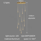 12 Tête(s) / Lampe Corps Or / Lumière Blanche