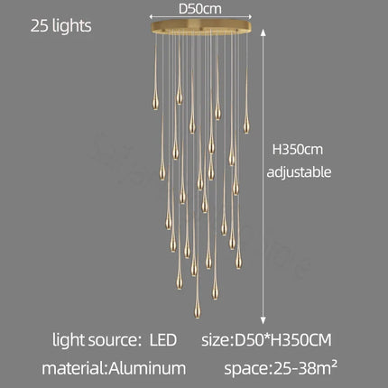 Suspension LED minimaliste en aluminium pour salon moderne avec lumière chaude