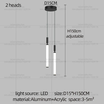 Suspension LED style nordique en aluminium, lumière chaude dimmable pour salon et chambre