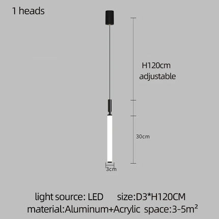 Suspension LED style nordique en aluminium, lumière chaude dimmable pour salon et chambre
