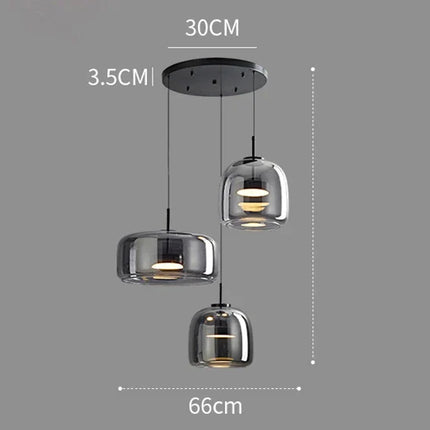 Suspension moderne en verre avec éclairage LED pour salle à manger, ambiance chaleureuse