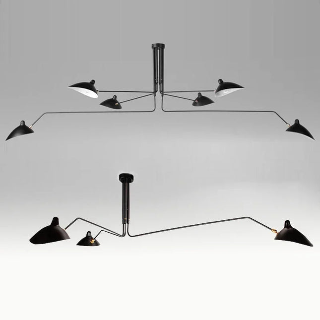 Suspension plafonnier nordique araignée métal noir 3/6 têtes pour salon et chambre