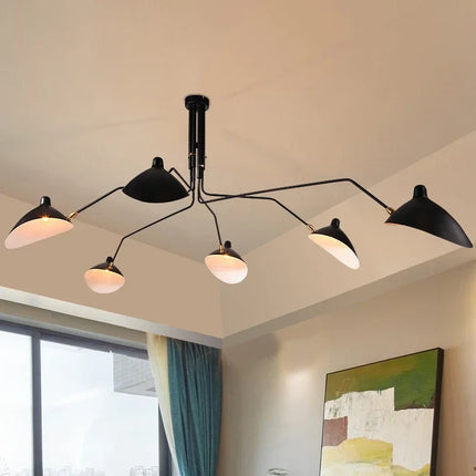 Suspension plafonnier nordique araignée métal noir 3/6 têtes pour salon et chambre
