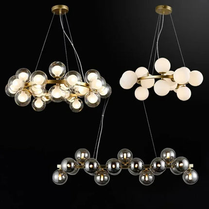 Suspension lustre moderne en verre bulles pour salon et salle à manger