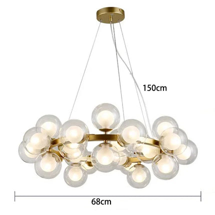 Suspension lustre moderne en verre bulles pour salon et salle à manger