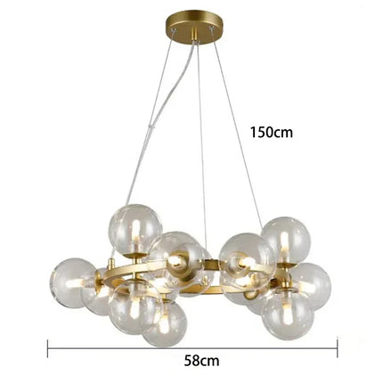 Suspension lustre moderne en verre bulles pour salon et salle à manger