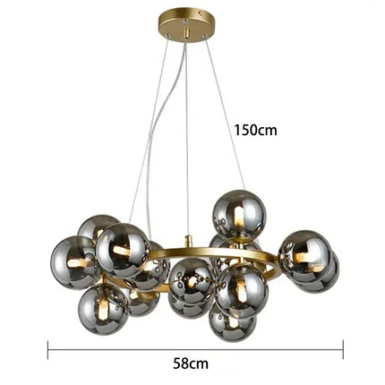 Suspension lustre moderne en verre bulles pour salon et salle à manger