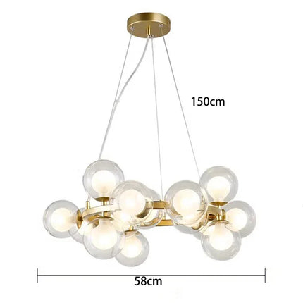 Suspension lustre moderne en verre bulles pour salon et salle à manger