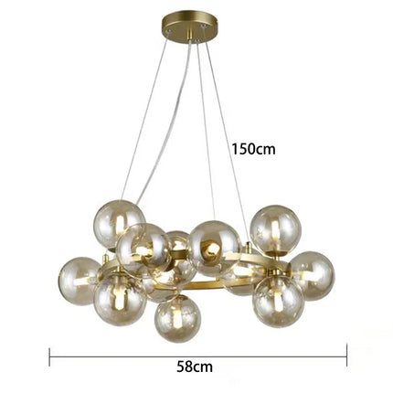 Suspension lustre moderne en verre bulles pour salon et salle à manger