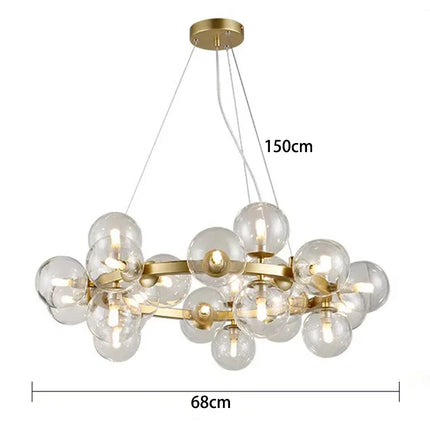 Suspension lustre moderne en verre bulles pour salon et salle à manger
