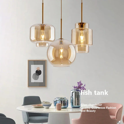 Suspension LED en Verre Style Nordique pour Salle à Manger et Cuisine