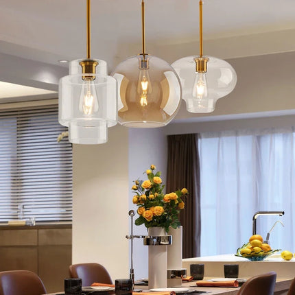Suspension LED en Verre Style Nordique pour Salle à Manger et Cuisine
