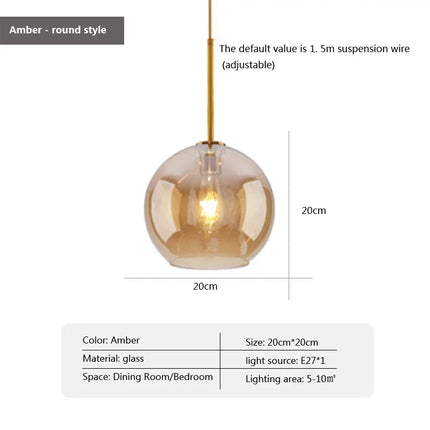 Suspension LED en Verre Style Nordique pour Salle à Manger et Cuisine