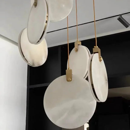 Suspension LED en Marbre Design Moderne, Luminaire pour Salon et Salle à Manger