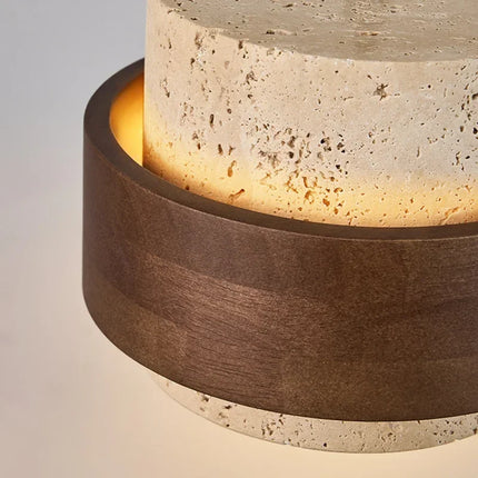 Suspension LED en pierre et bois noyer style rétro pour chambre et restaurant