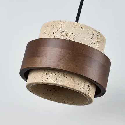 Suspension LED en pierre et bois noyer style rétro pour chambre et restaurant