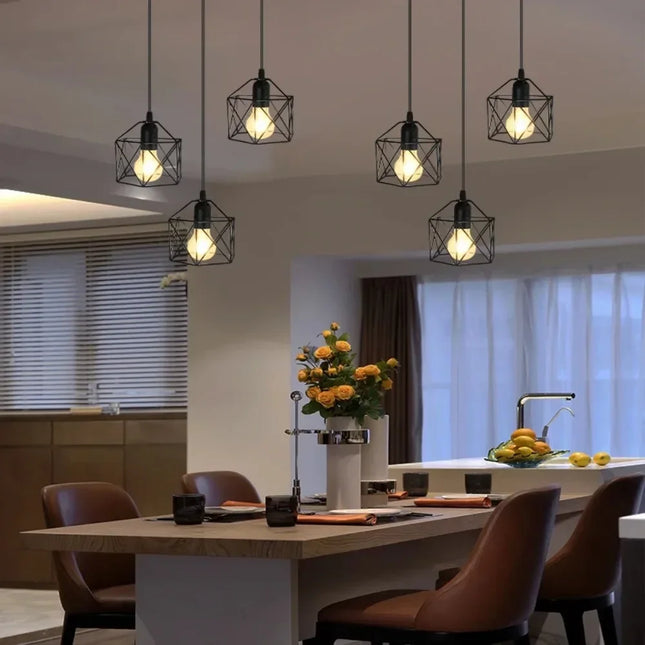 Suspension LED Vintage Nordique en Fer pour Cuisine et Salon