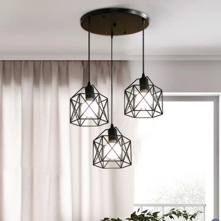 Suspension LED Vintage Nordique en Fer pour Cuisine et Salon