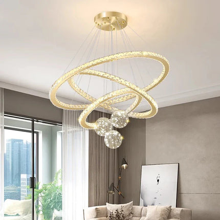 Suspension nordique moderne en métal et cristal pour salon et salle à manger