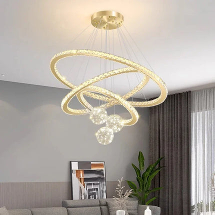 Suspension nordique moderne en métal et cristal pour salon et salle à manger