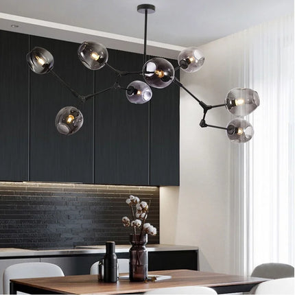 Suspension lustre en verre nordique design moléculaire pour salon et salle à manger
